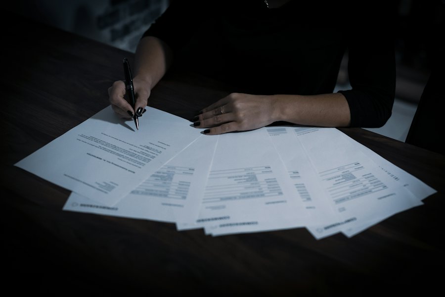 Reviewing medical bills and paperwork