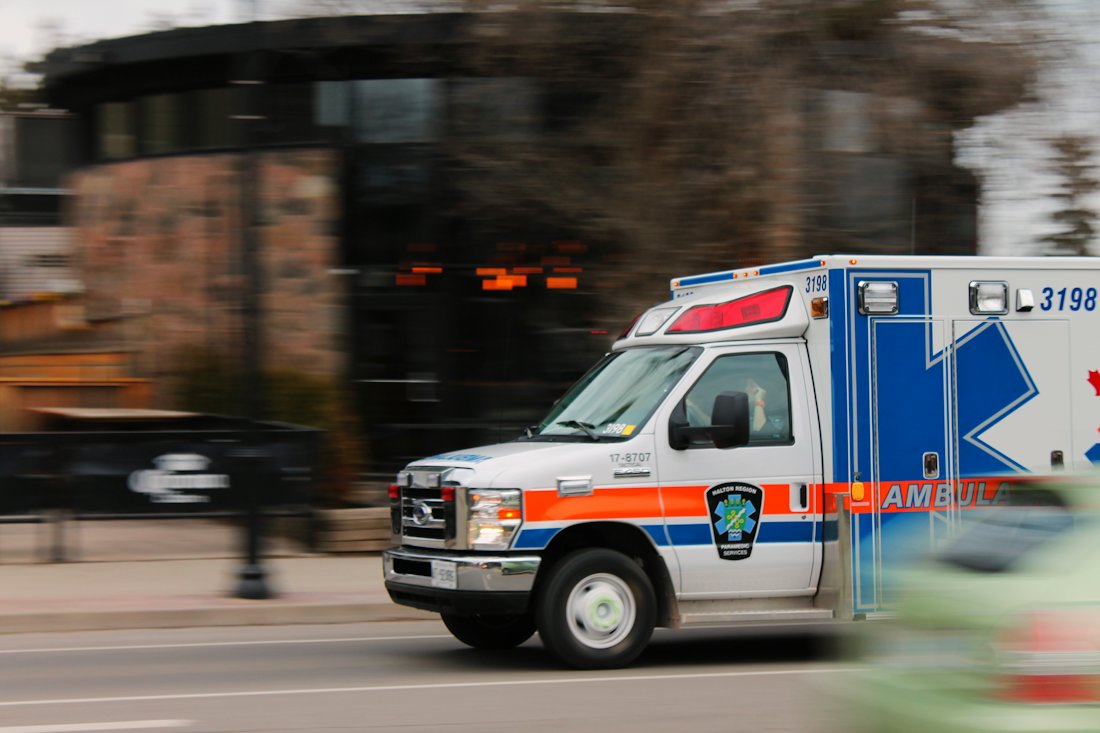 An ambulance responding to an emergency call