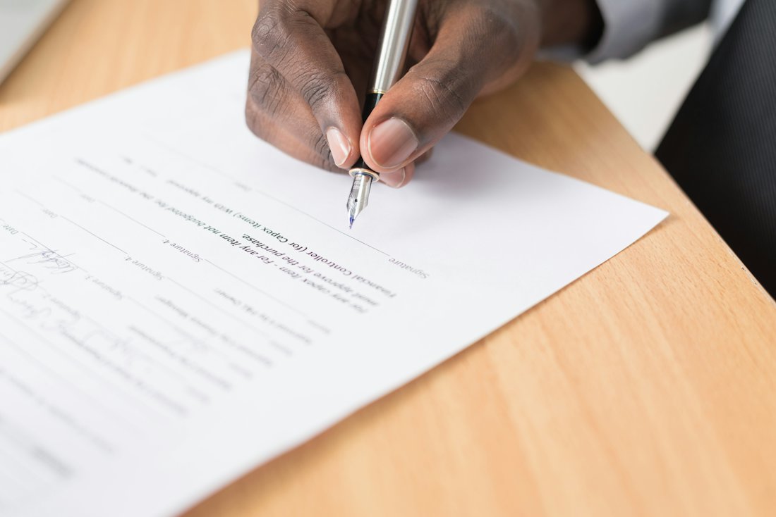 Reading and signing an agreement
